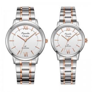 Alexandre Christie AC 8689 Silver Rosegold White Couple